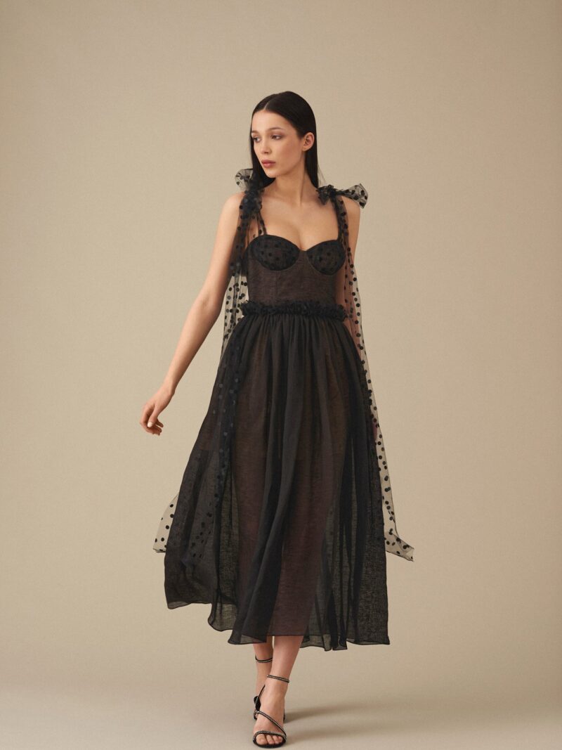 Emma Corset Dress Linen Black - Sample Sale