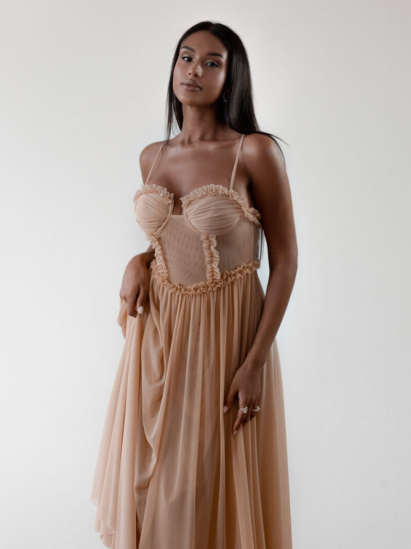 Bella Dress Maxi - dark beige