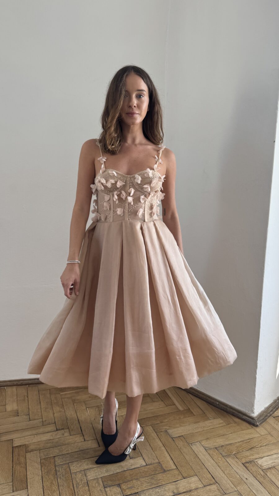 Silk flowers corset dress