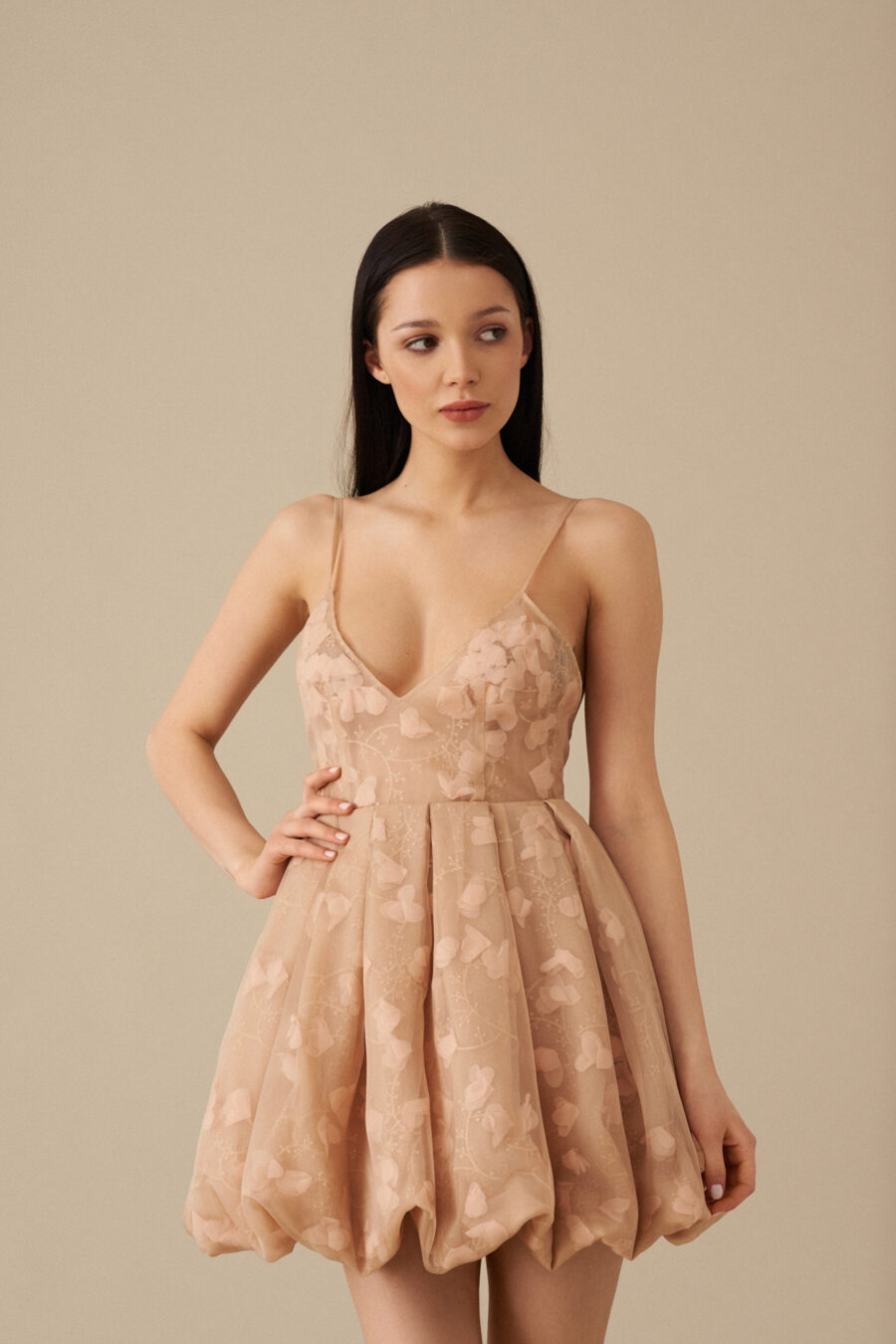 Bubble flowers silk dress