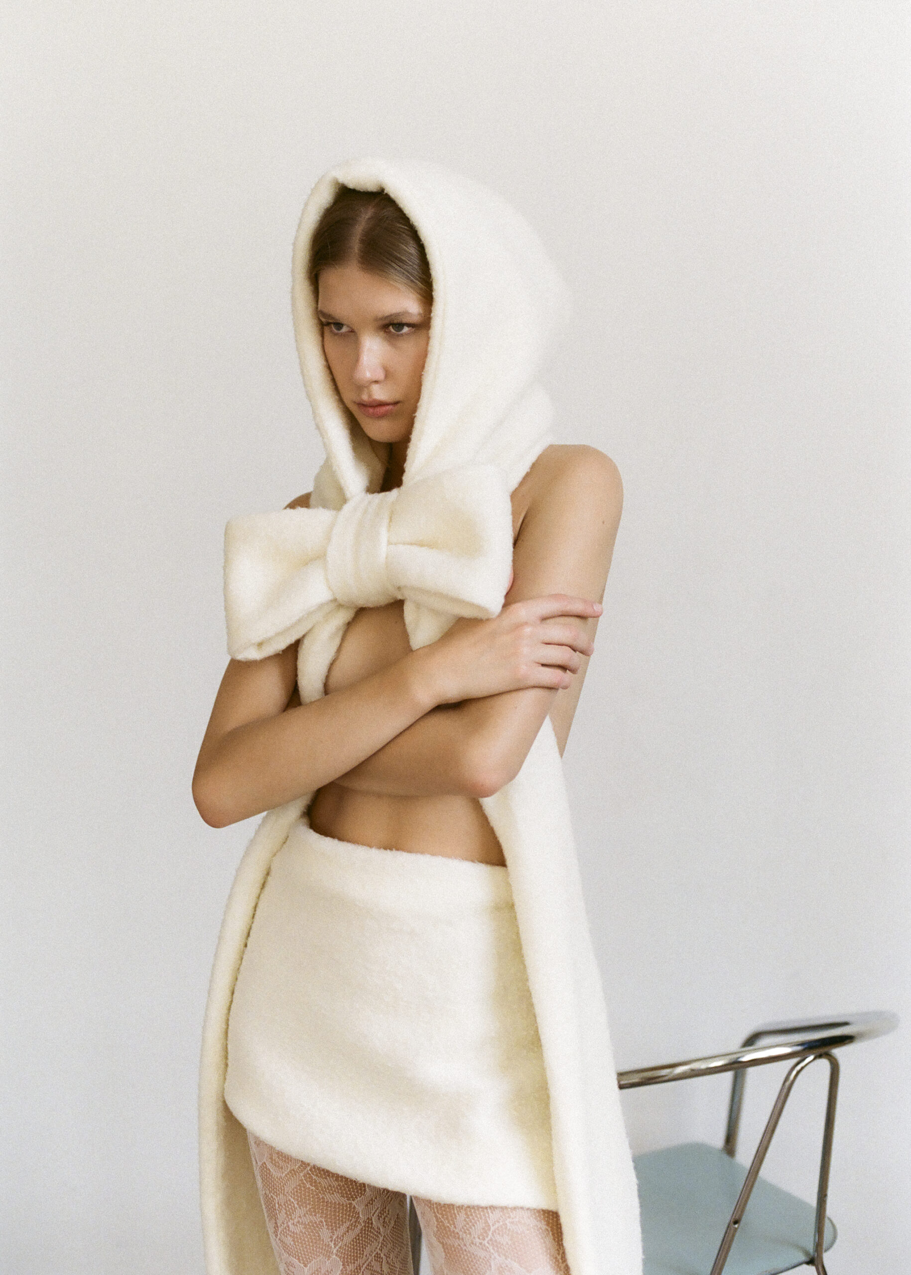 Bow wool hood scarf - Image 2